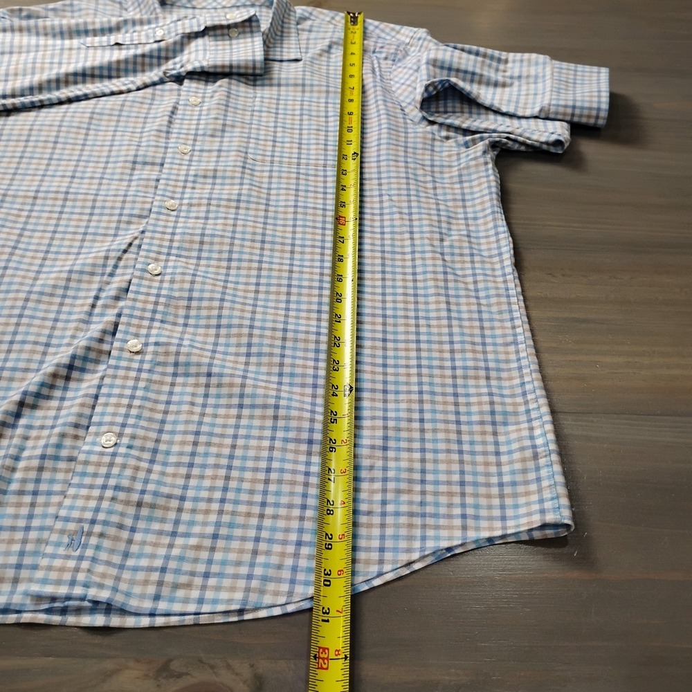 johnnie-O Prepformance Size XL Blue Tan Grid Plaid Lightweight Button Down - Picture 8 of 11